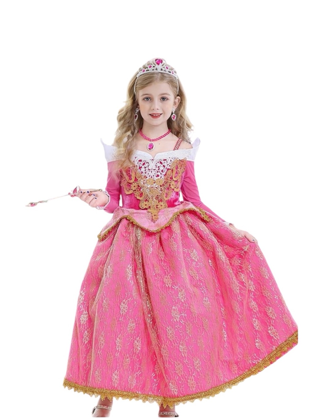 Girls Pink Princess dress Classic Royal Dress sleeping beauty style